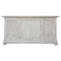 1910s French Wood White Patinated Bar With Marble Top