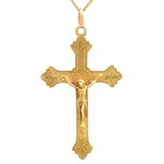 Antique 1910s French Yellow Gold 'Crucifix' Pendant