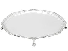 Antique 1910s Georgian Style English Sterling Silver Waiter