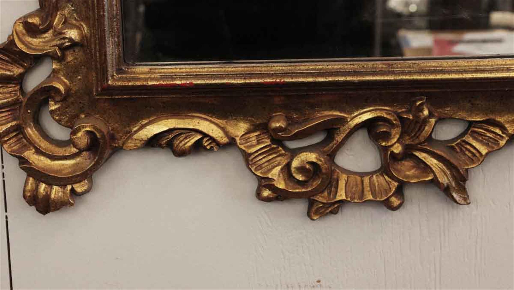 1910s Gold Gilt French Hand Carved Mirror with Ornate Details 1
