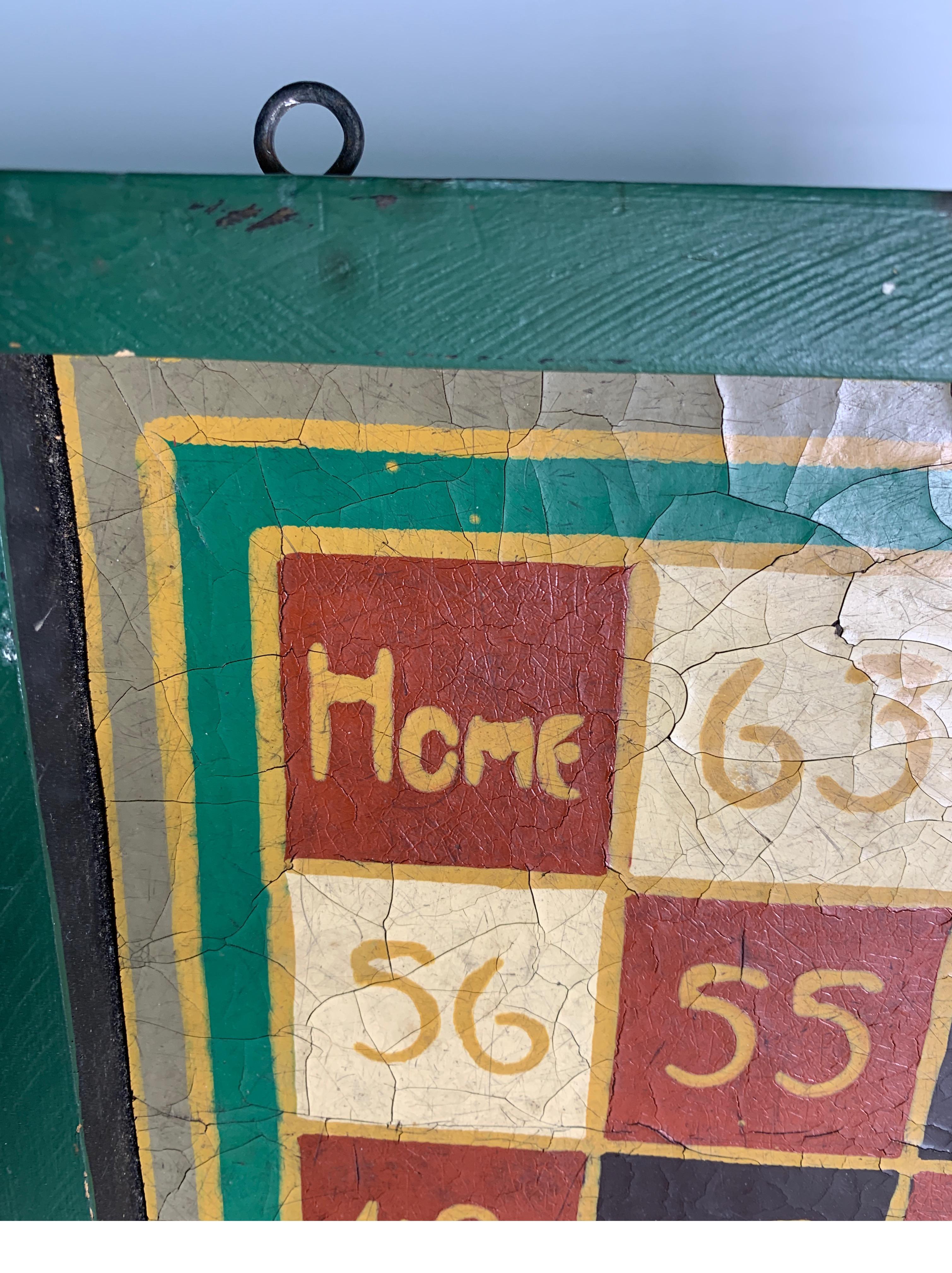 1910s Hand Painted Game Board on Canvas with Custom Frame In Good Condition In Lambertville, NJ