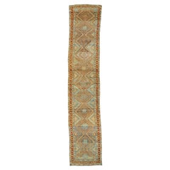 1910s Handmade Antique Malayer Wool Runner with Rust Tribal Motif