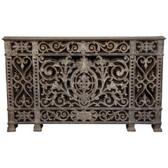 1910s Heavily Cast Decorative Floral Motif Iron Balcony Railing from Argentina