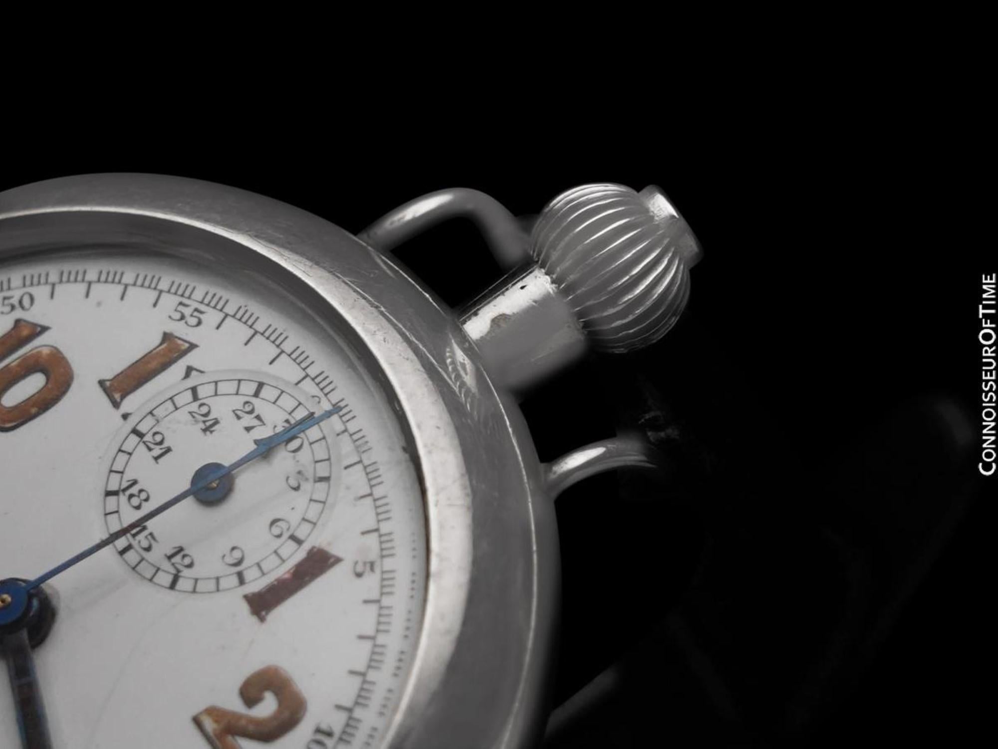 1910's Heuer Vintage Large Mens Sporting / Aviator's Single Button Chronograph For Sale 2