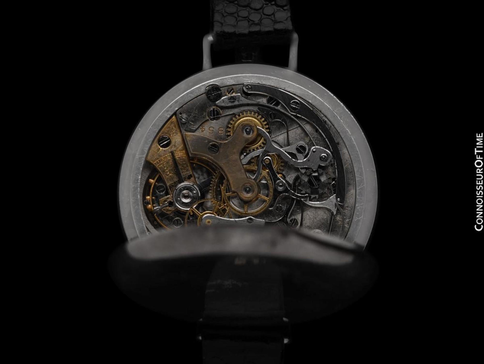 1910's Heuer Vintage Large Mens Sporting / Aviator's Single Button Chronograph For Sale 4