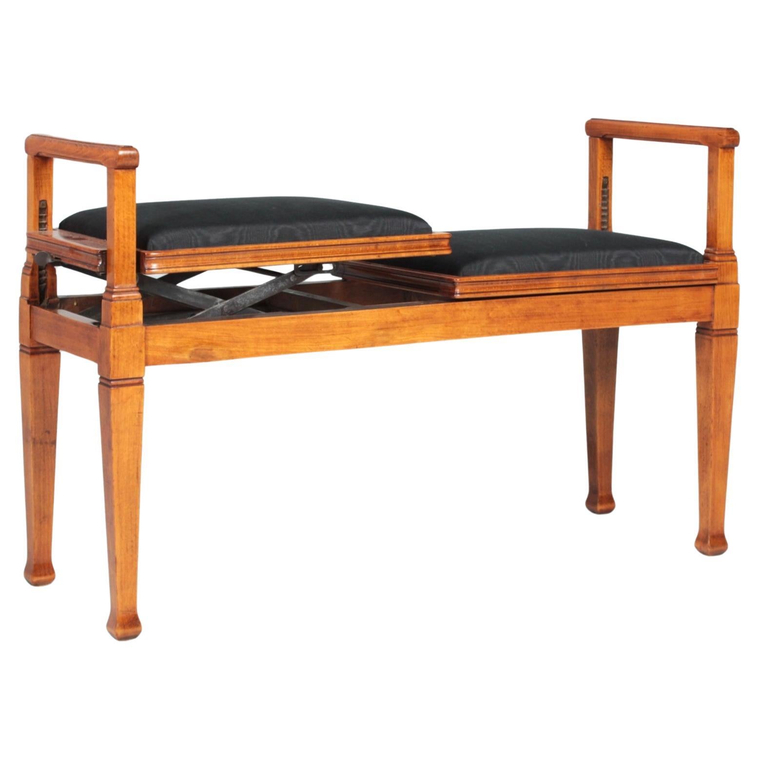 1910s High Adjustable Duett Piano Bench For Sale