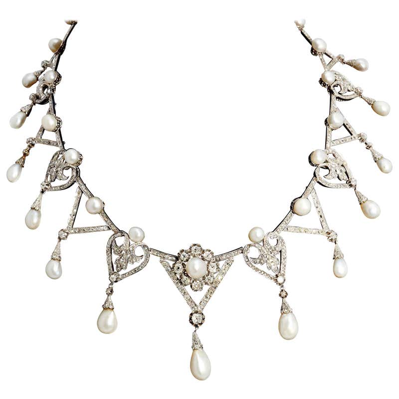 Antique Gold Platinum Diamond Lavalier Necklace at 1stDibs | antique ...