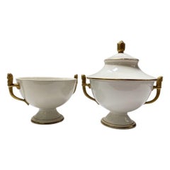 1910's Italian Ivory and Gold Sugar Holders/ Bowls with Lid