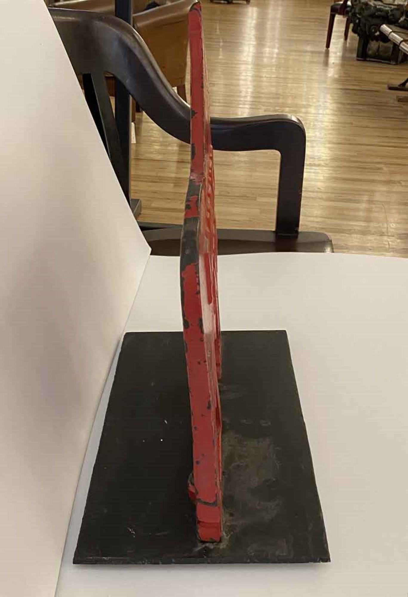 1910s Large Red Cow Cast Iron Windmill Weight by Fairbury Windmill Company In Good Condition In New York, NY