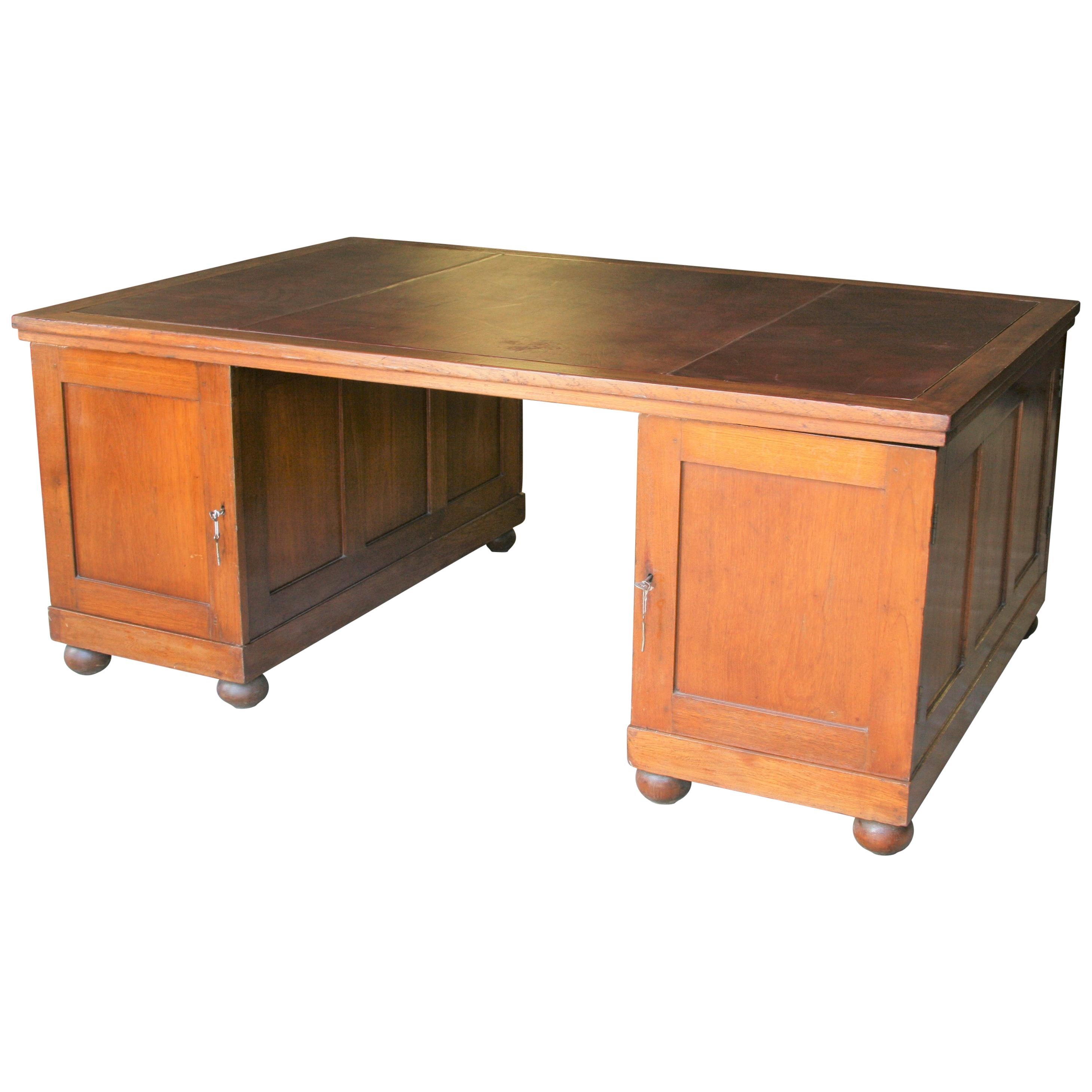 1910s Lavish Victorian Style Large Mahogany Partner's Desk from a Bank For Sale
