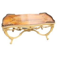 1910s Louis XV Walnut & Kingwood Marquetry Satinwood Inlaid Cocktail Table