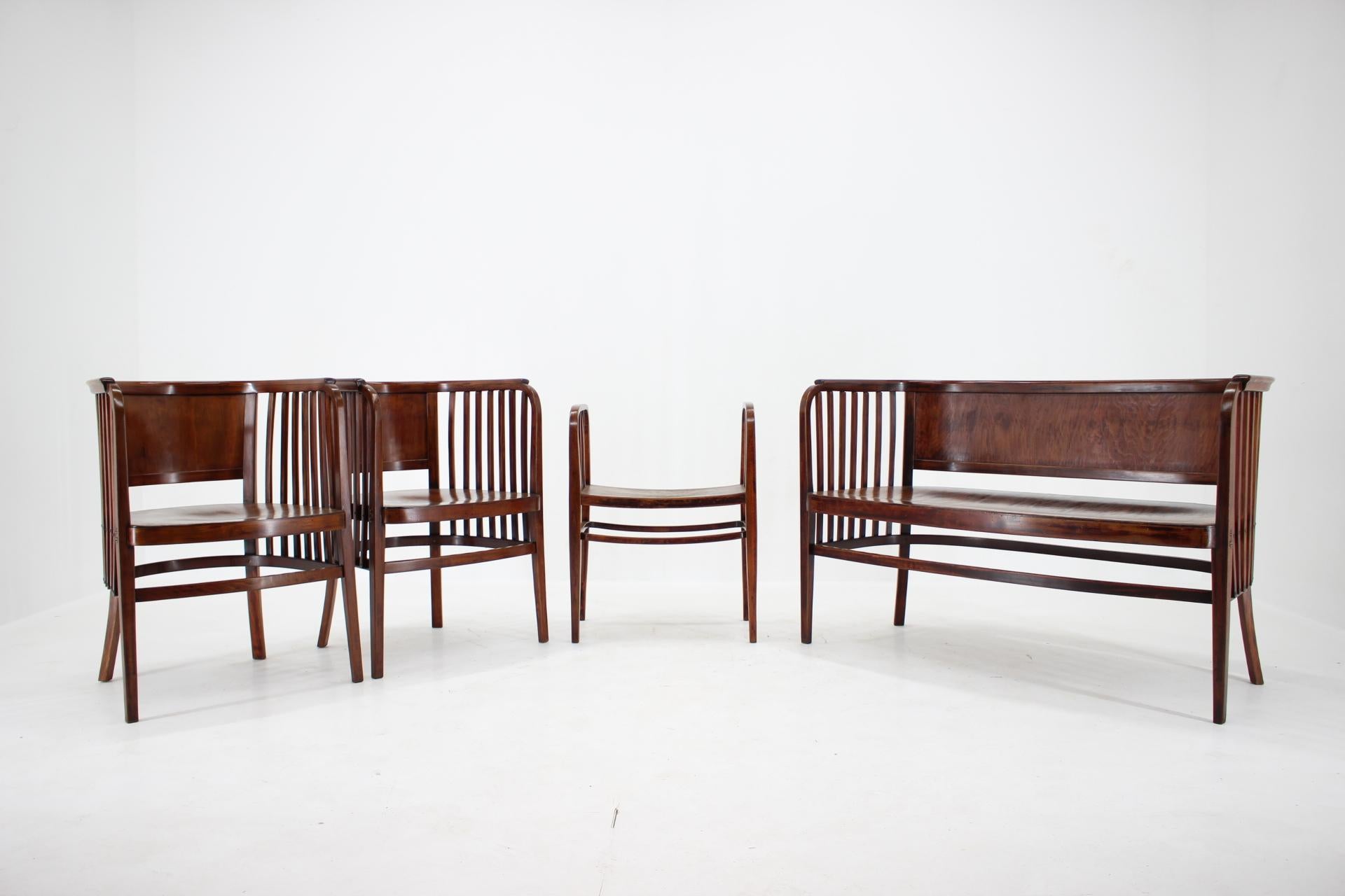 1910s Marcel Kammerer Wooden Sofa, Chairs and Stool for Gebruder Thonet 2