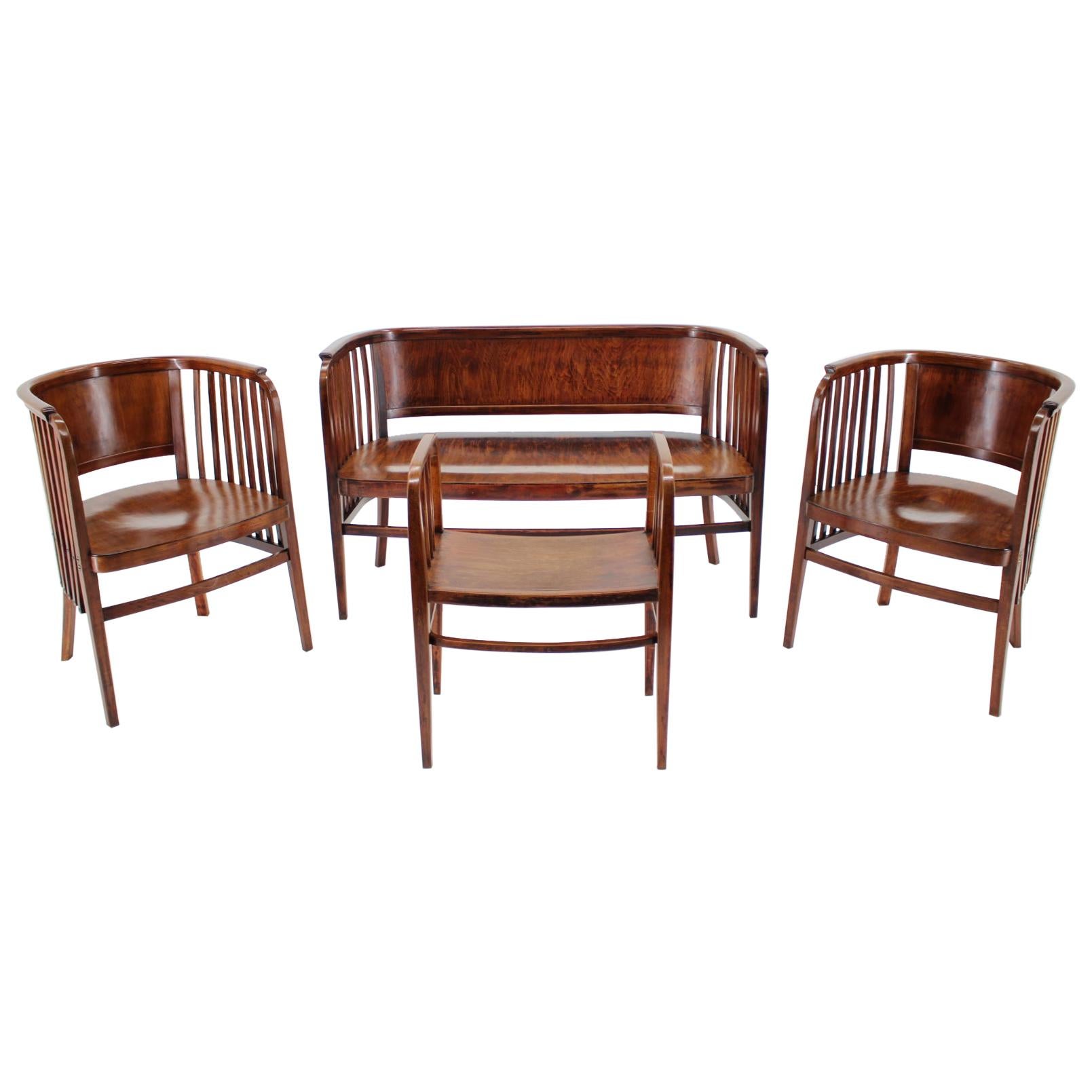 1910s Marcel Kammerer Wooden Sofa, Chairs and Stool for Gebruder Thonet For  Sale at 1stDibs