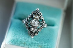 1910's Marquise Dutch Antique Rosecut Diamond Navette Ring