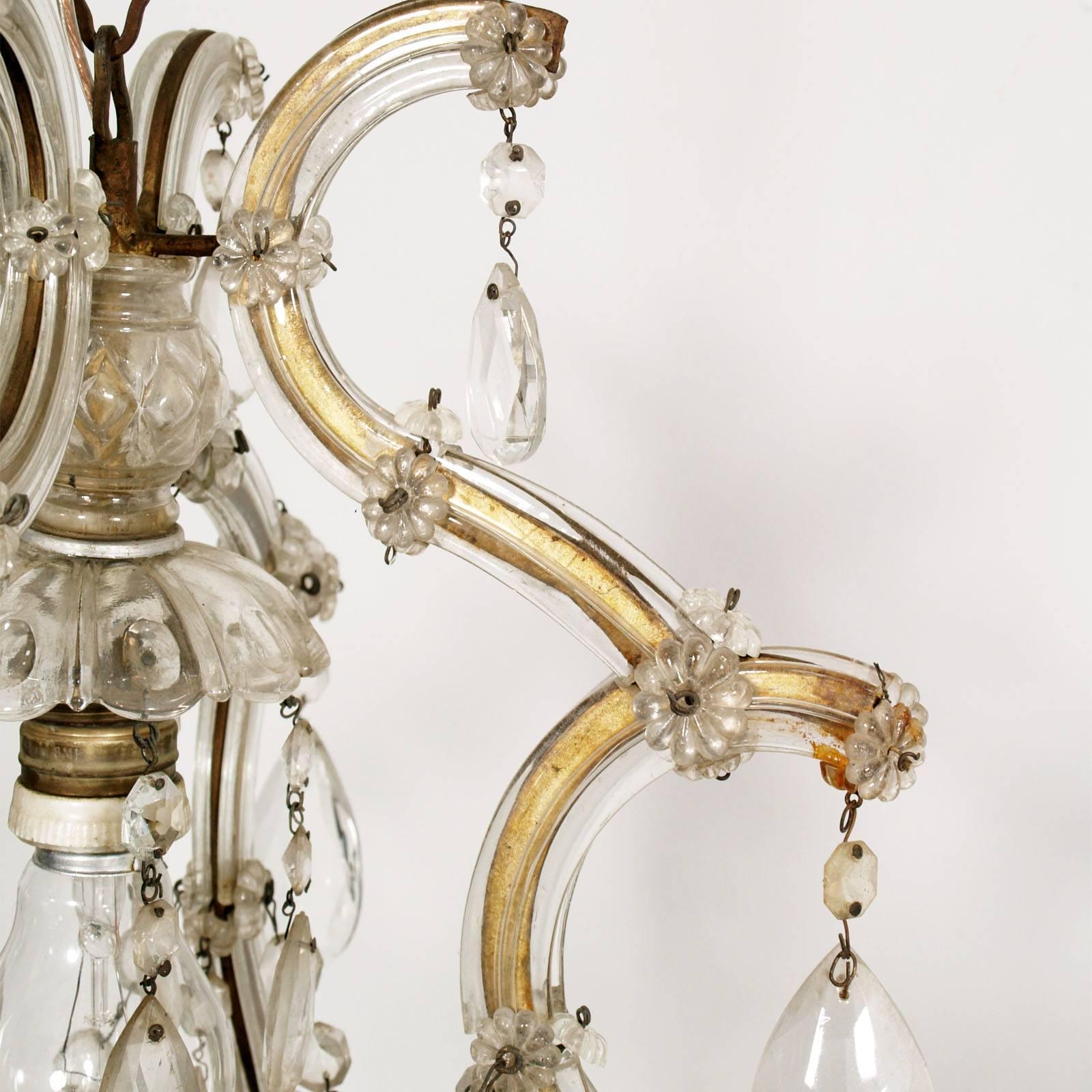 Gilt 1910s Murano Maria Teresa Chandelier by Salviati with Restored Electrical System