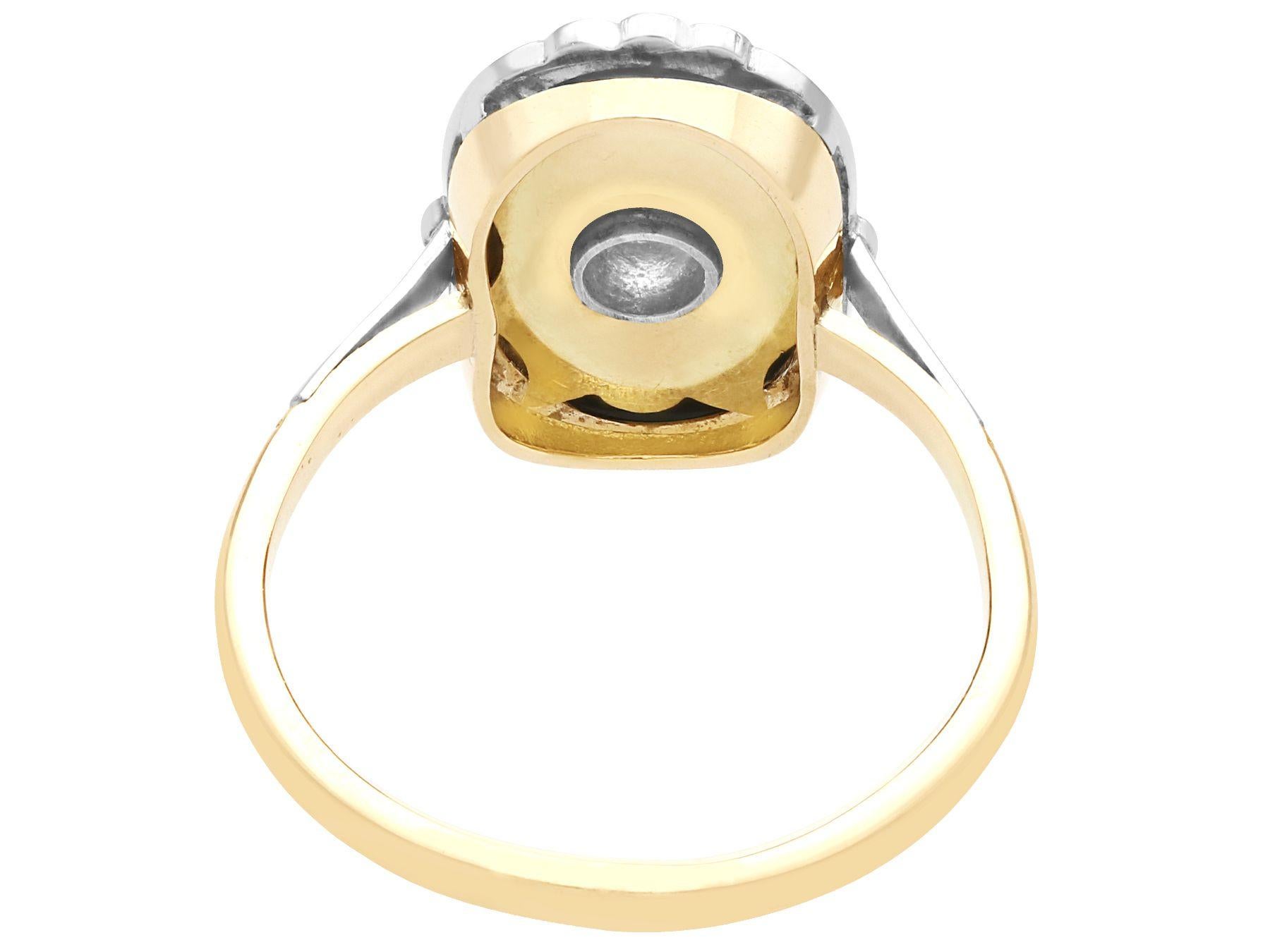 Art Deco 1910s Onyx and Diamond Yellow Gold Cocktail Ring