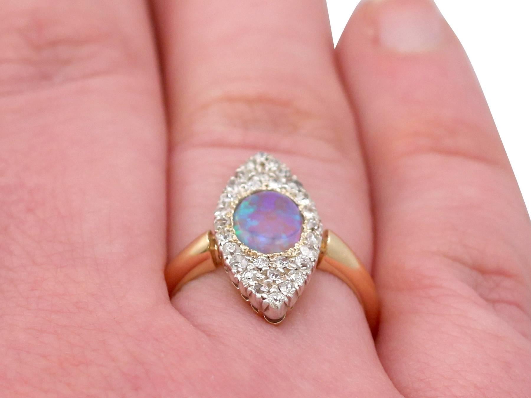 1910s Opal and Diamond Yellow Gold Marquise Ring 5
