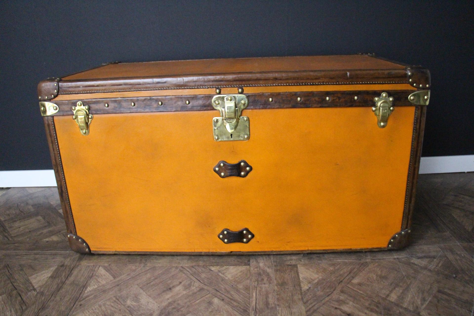 1910s Naranja Louis Vuitton Baúl Vapor, 110 cm Naranja Louis Vuitton Baúl en Bueno Estado en Saint-Ouen, FR