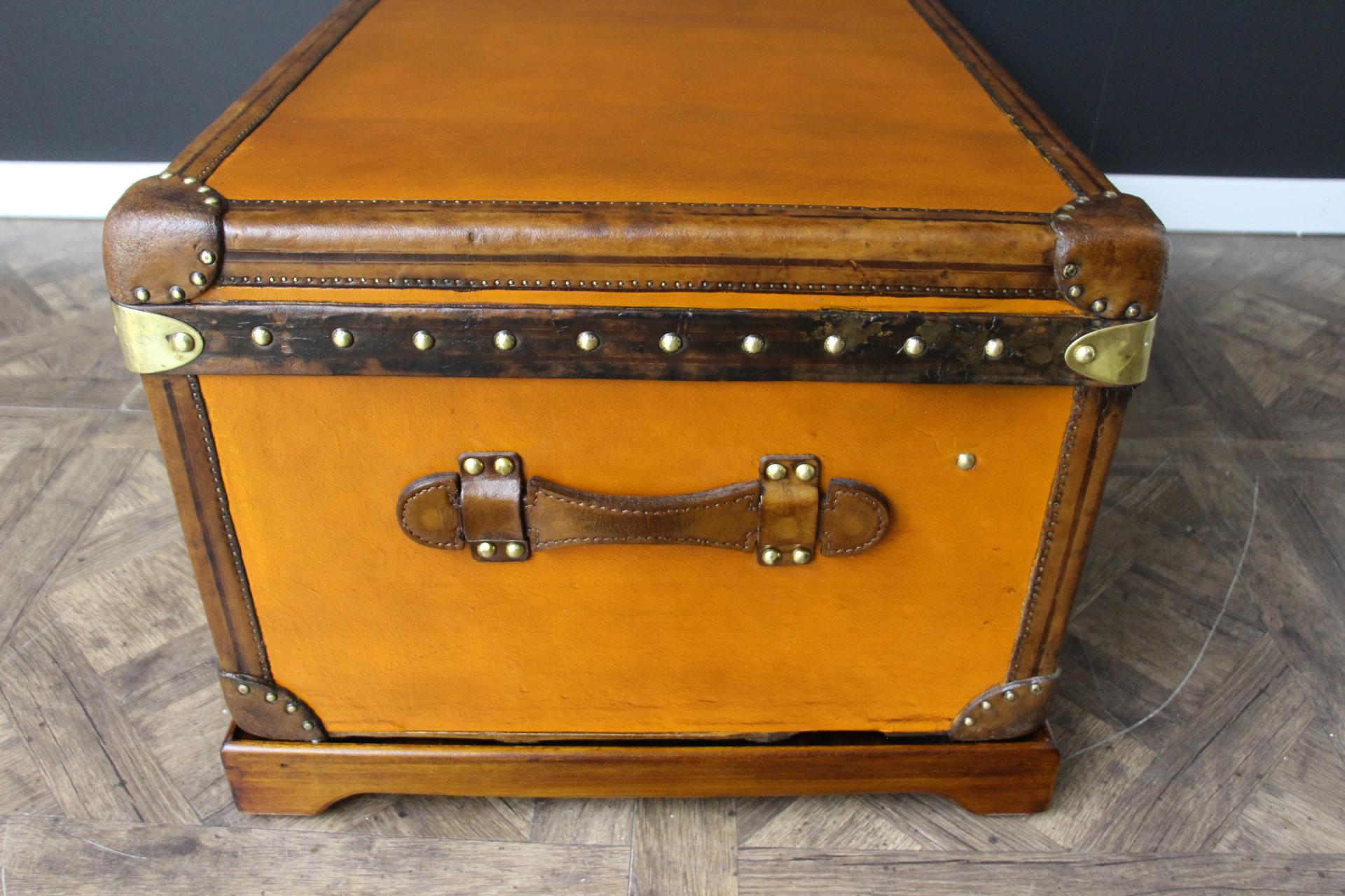 Brass 1910s Orange Louis Vuitton Steamer Trunk, 110 cm Orange Louis Vuitton Trunk