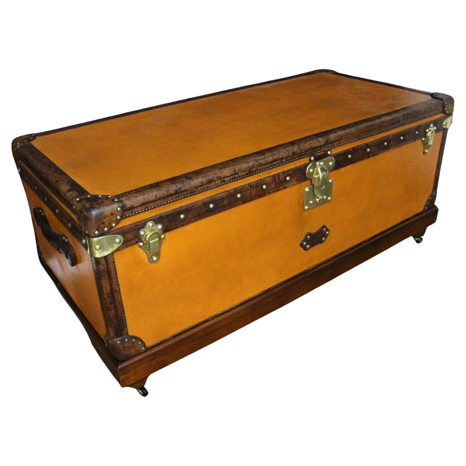 1910s Orange Louis Vuitton Steamer Trunk, 120 cm Orange Louis Vuitton Trunk For Sale