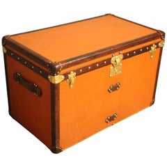 Antique 1910s Orange Louis Vuitton Steamer Trunk, Malle Louis Vuitton