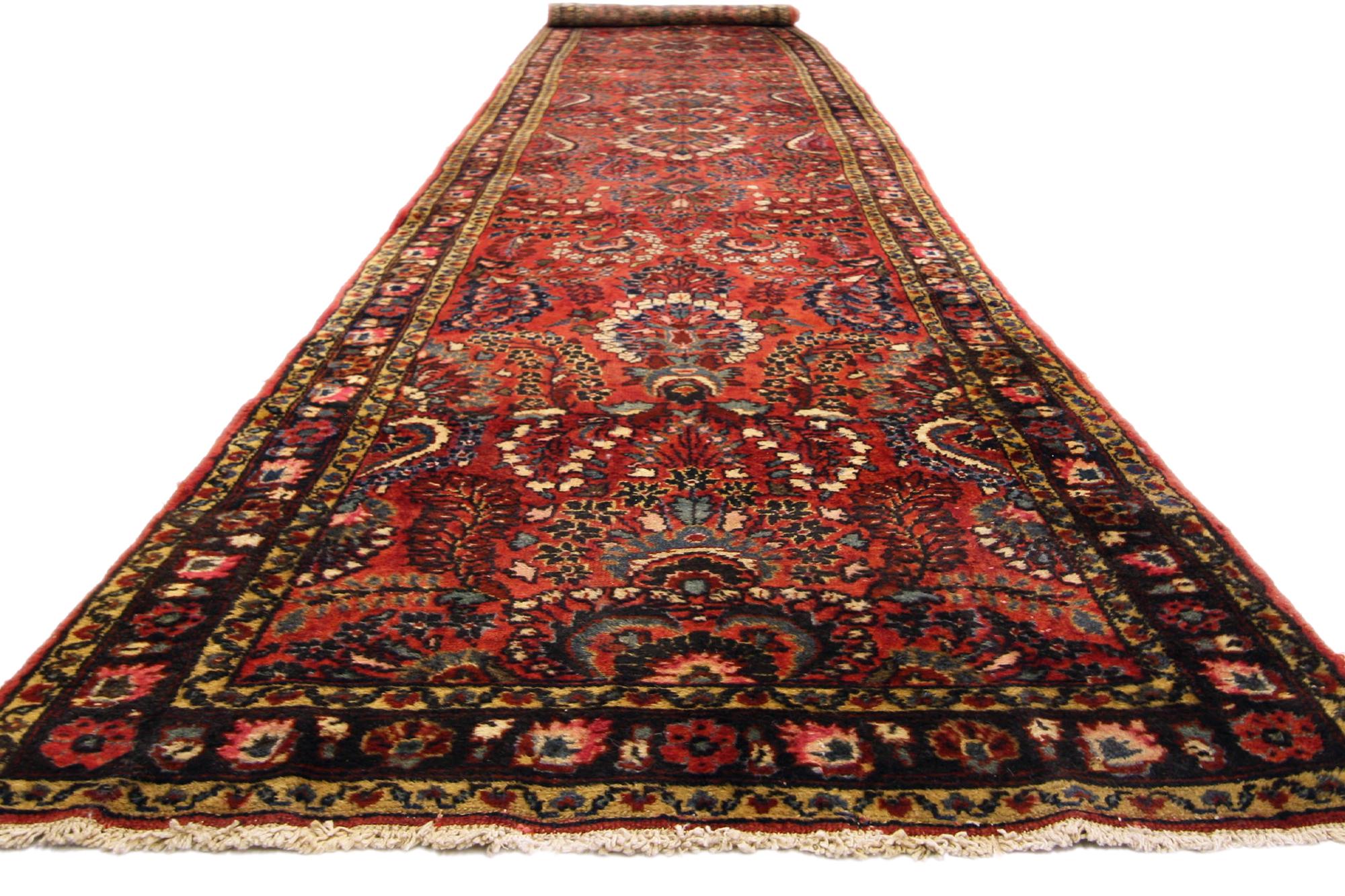 Revival Tappeto persiano Hamadan Sarouk del 1910 con stile moderno in vendita