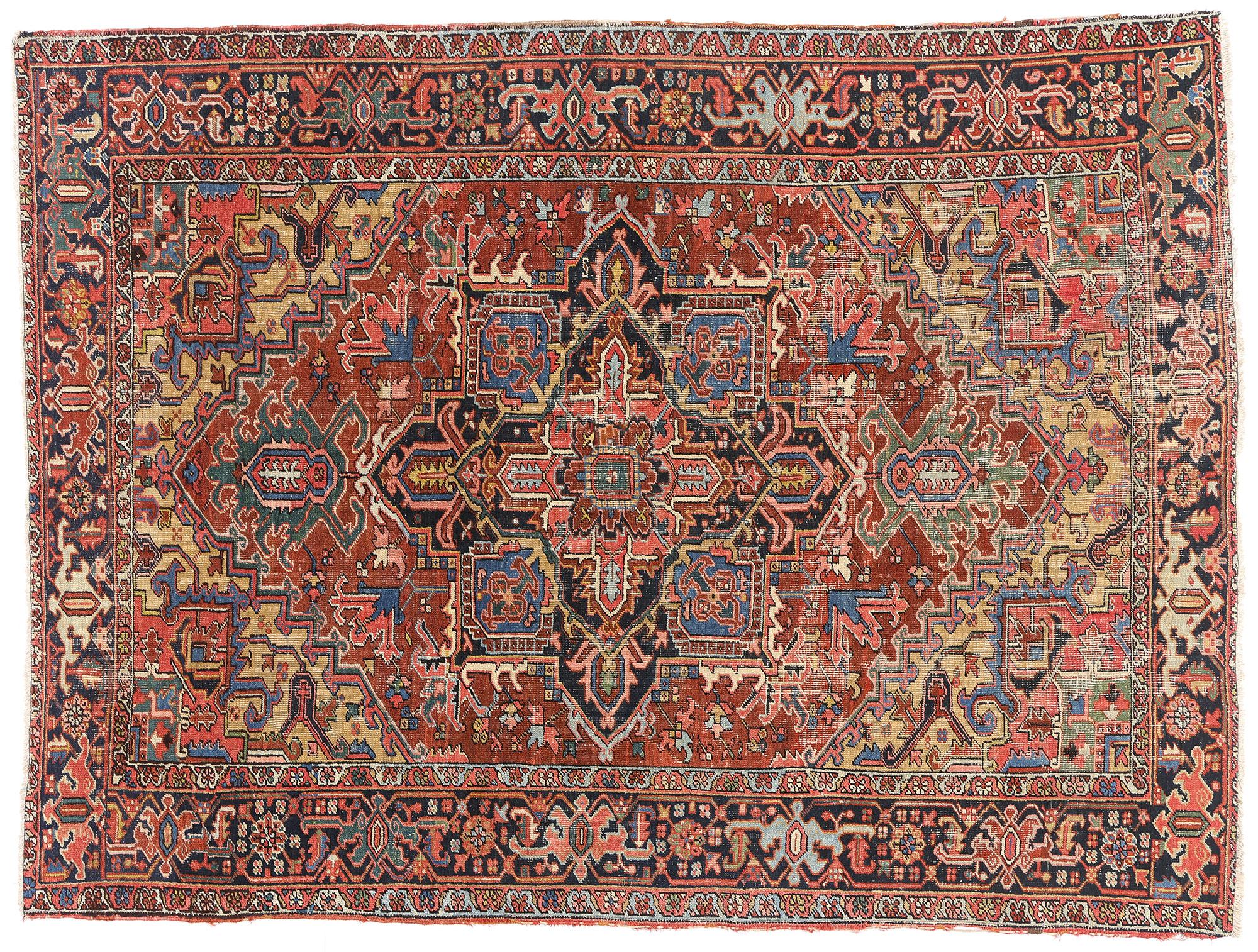 Persischer Heriz-Teppich aus dem Jahr 1910 mit traditionellem Stil im Angebot 4