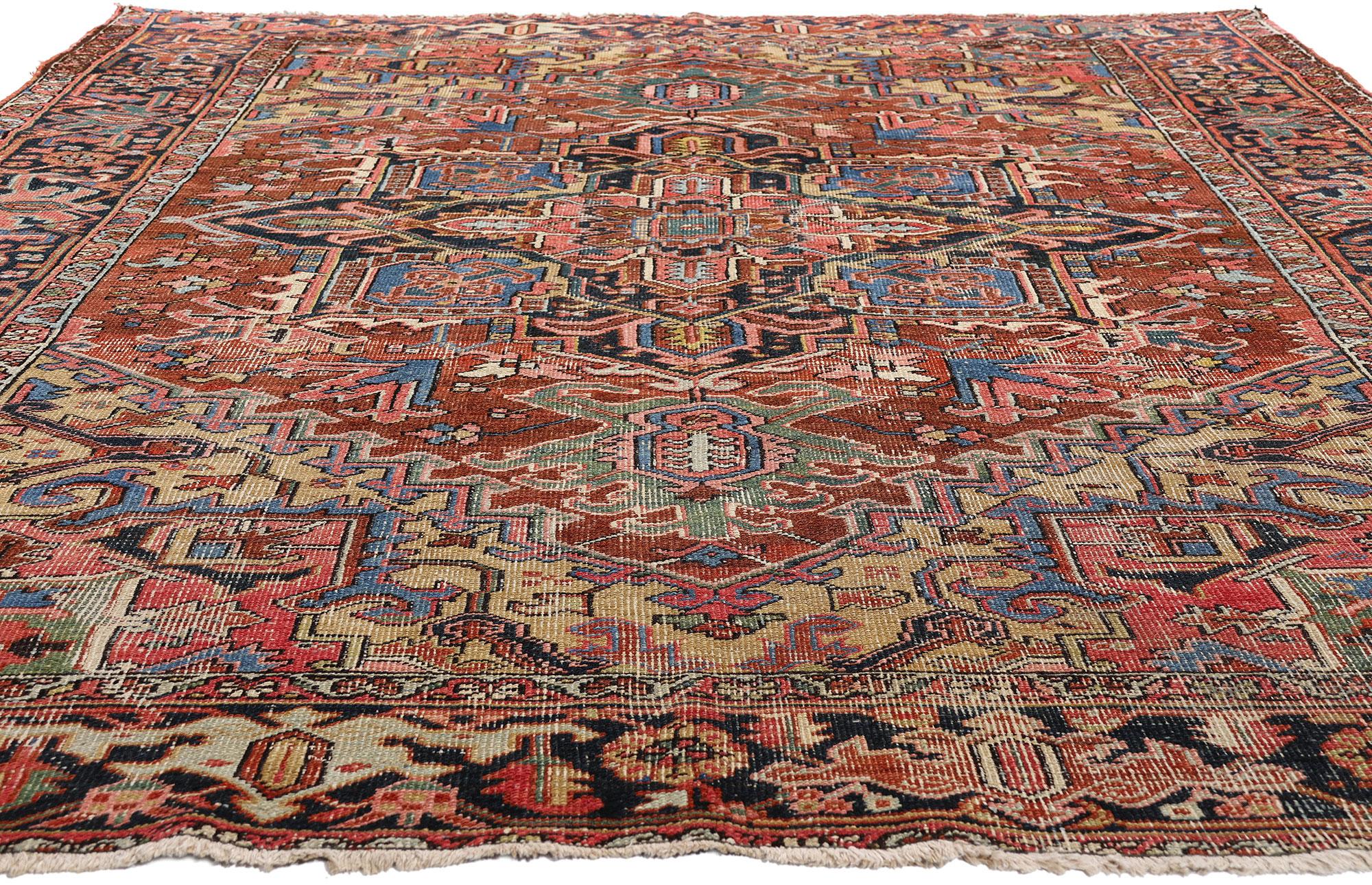Persischer Heriz-Teppich aus dem Jahr 1910 mit traditionellem Stil (Heriz Serapi) im Angebot