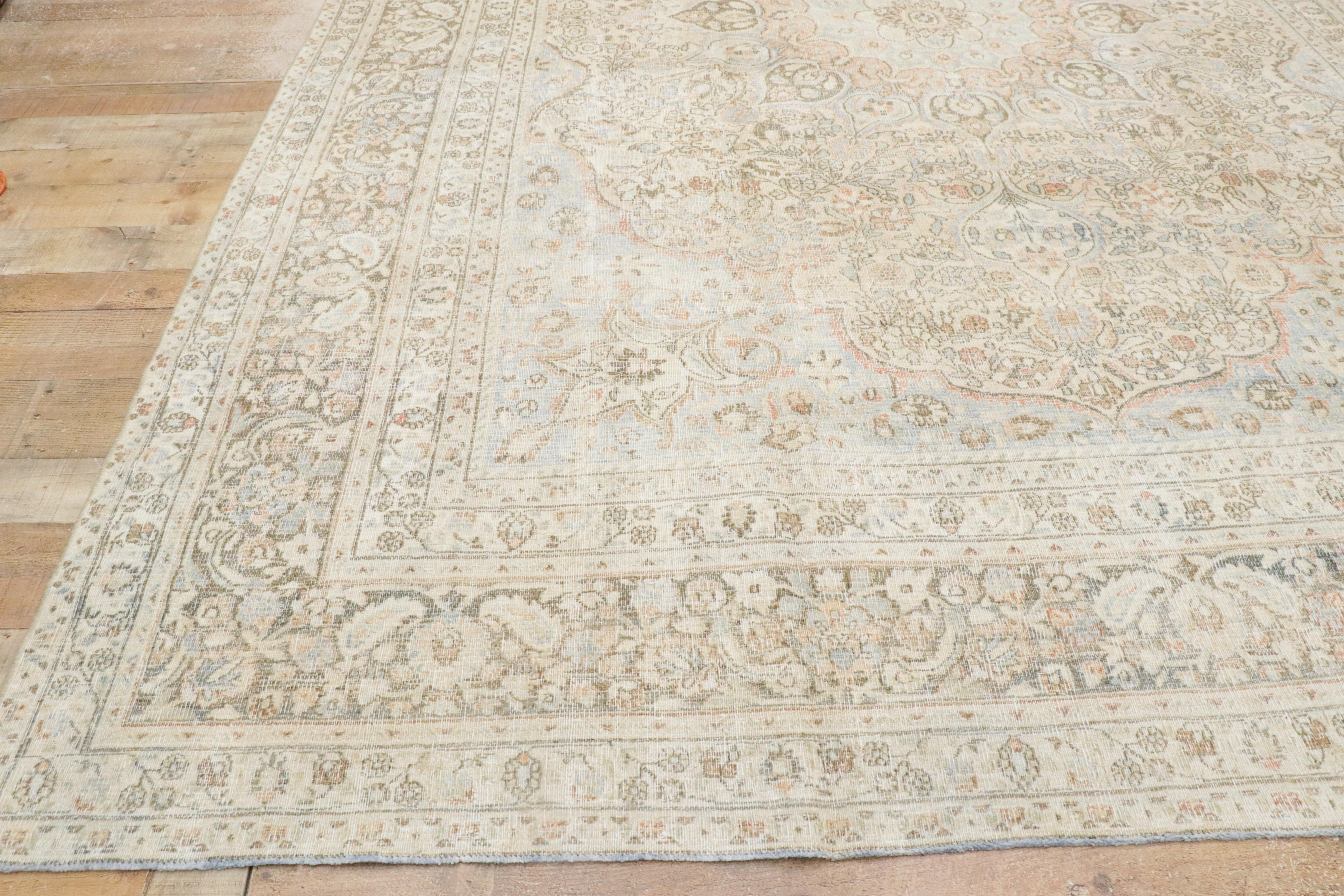 1910's Persian Mashhad Carpet with Modern Rustic Cotswold Cottage Style For Sale 7