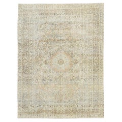 Used 1910's Persian Mashhad Carpet with Modern Rustic Cotswold Cottage Style