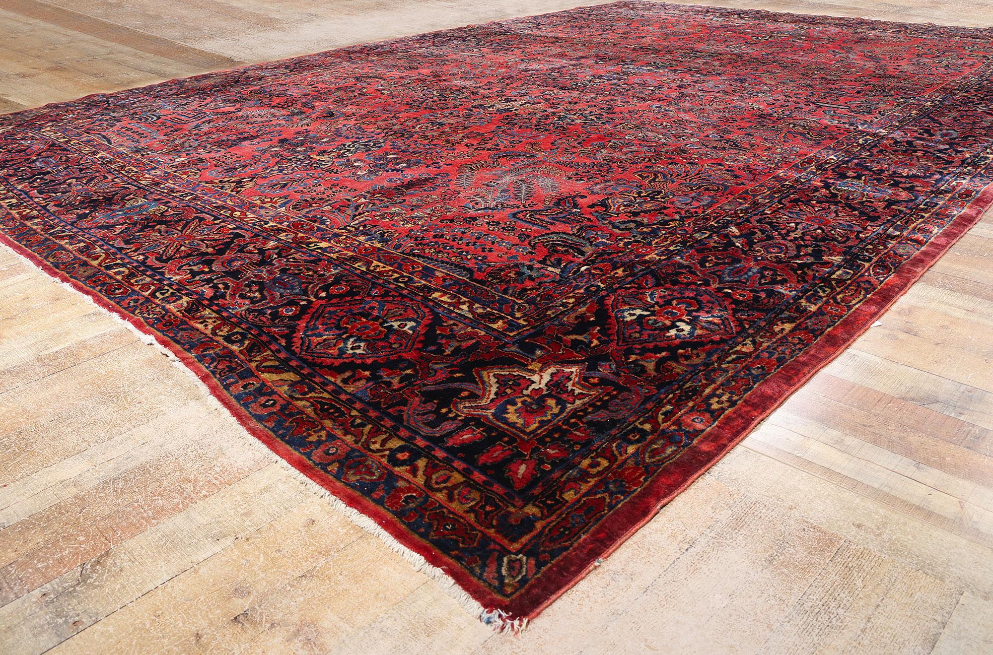 Stile impero Tappeto Sarouk persiano del 1910 con stile moderno in vendita