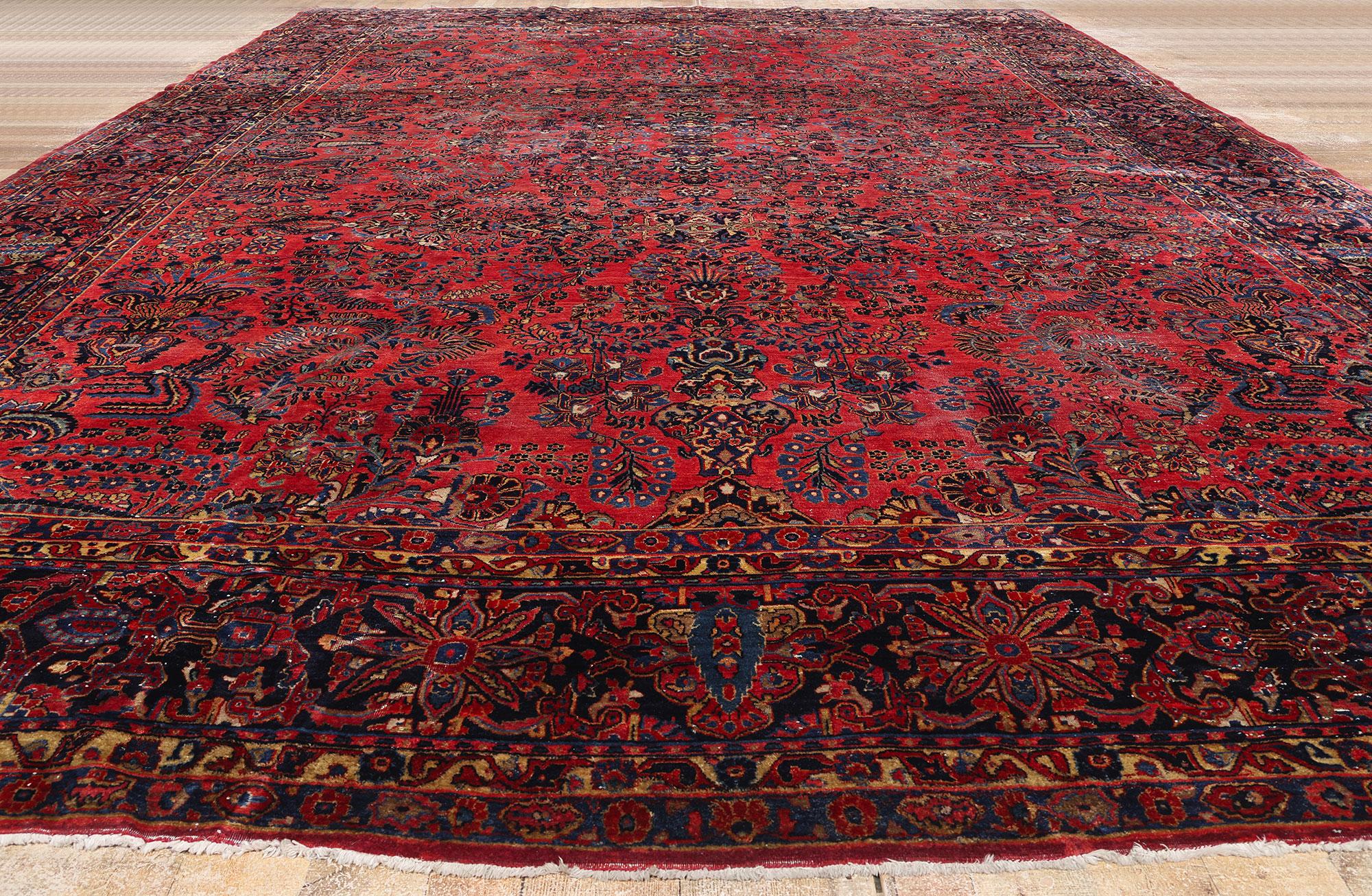Annodato a mano Tappeto Sarouk persiano del 1910 con stile moderno in vendita