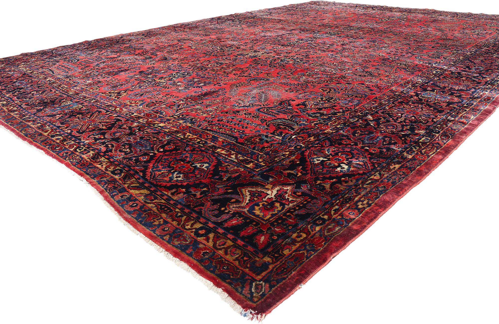 Lana Tappeto Sarouk persiano del 1910 con stile moderno in vendita