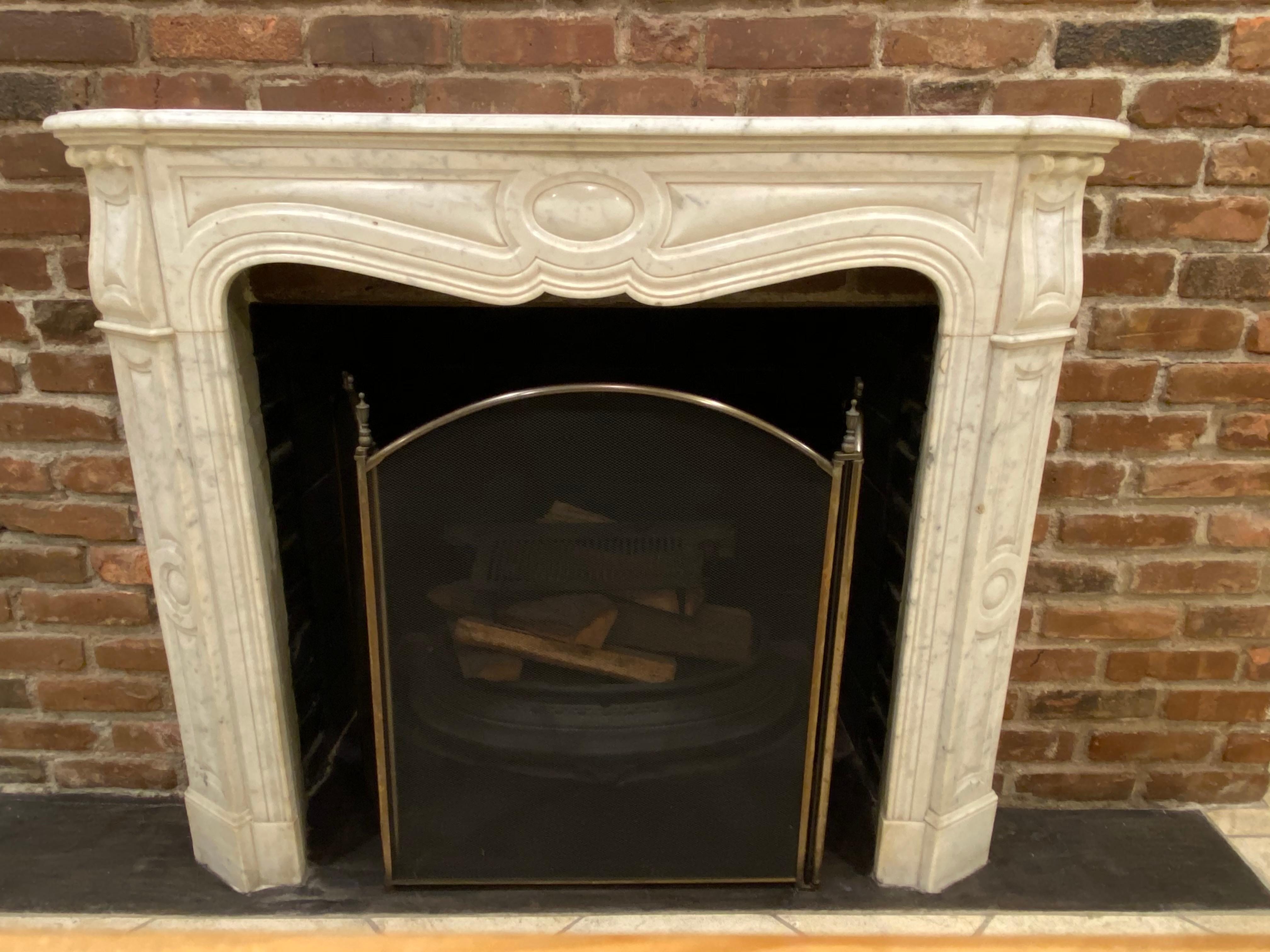 1910s Petite French White Carrara Marble Mantel from West 9th St in Manhattan 7
