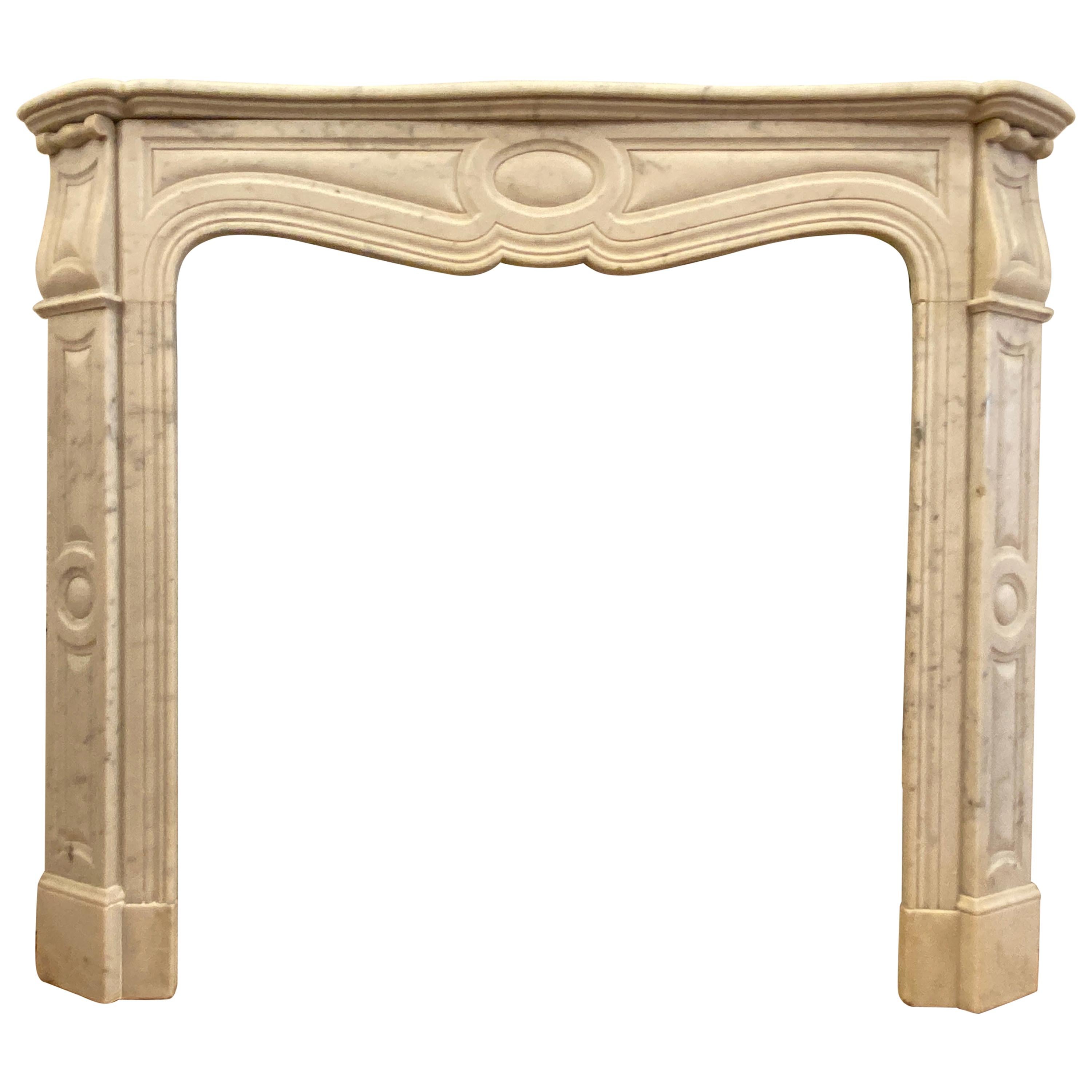 1910s Petite French White Carrara Marble Mantel from West 9th St in Manhattan