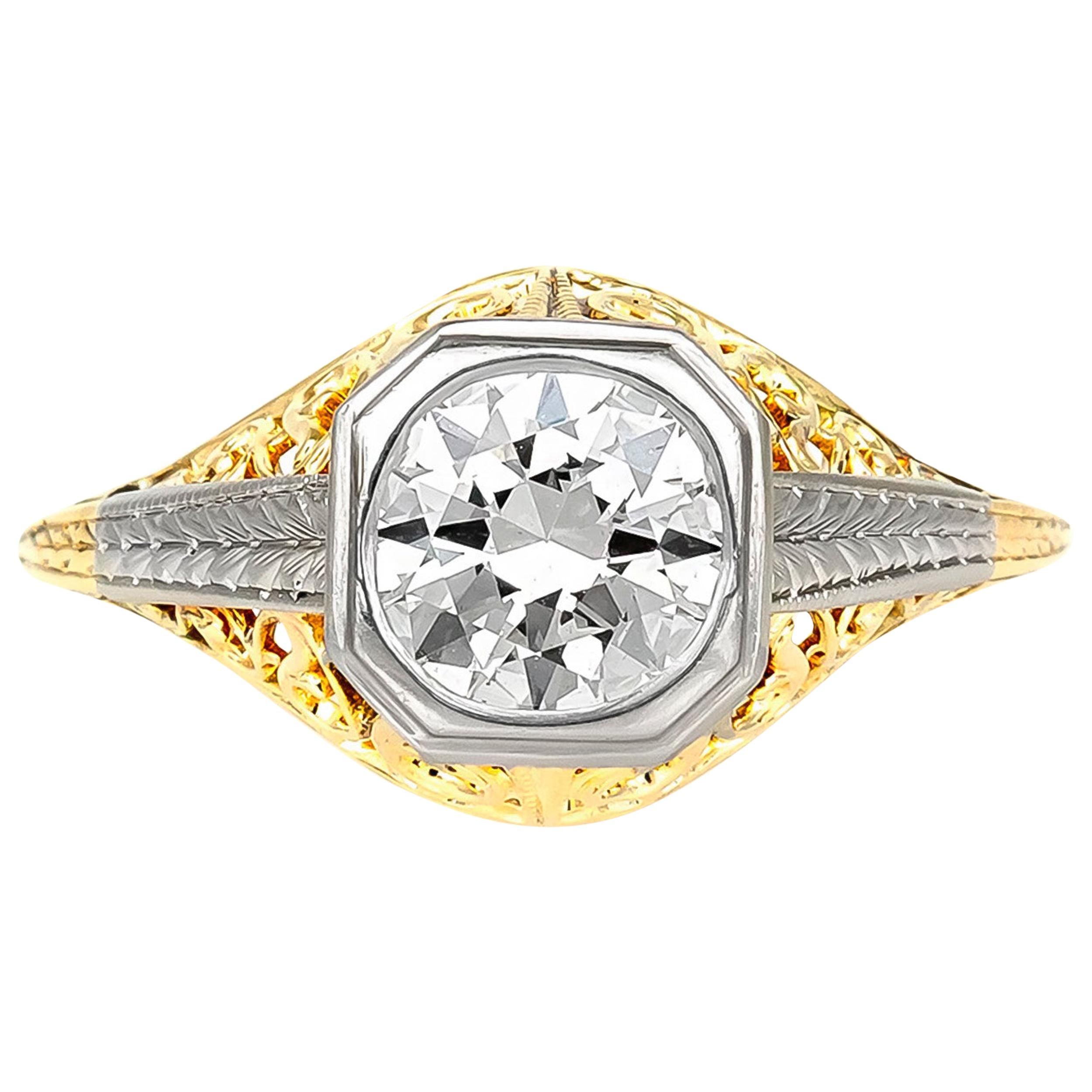 1910s Platinum and White Engagement Ring