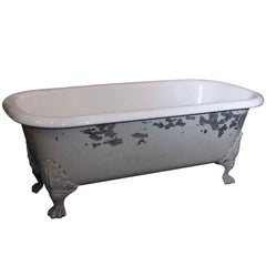 1910s Rare Claw Foot Tub with Centre Drain