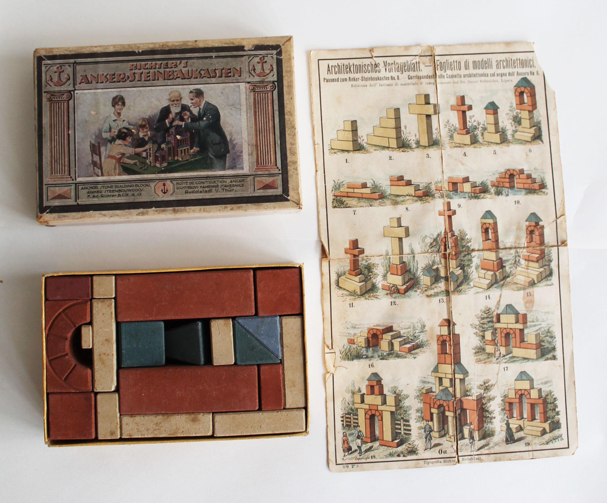 1910's Richter's Stone Anchor Building Blocks Box For Kids For Sale 12