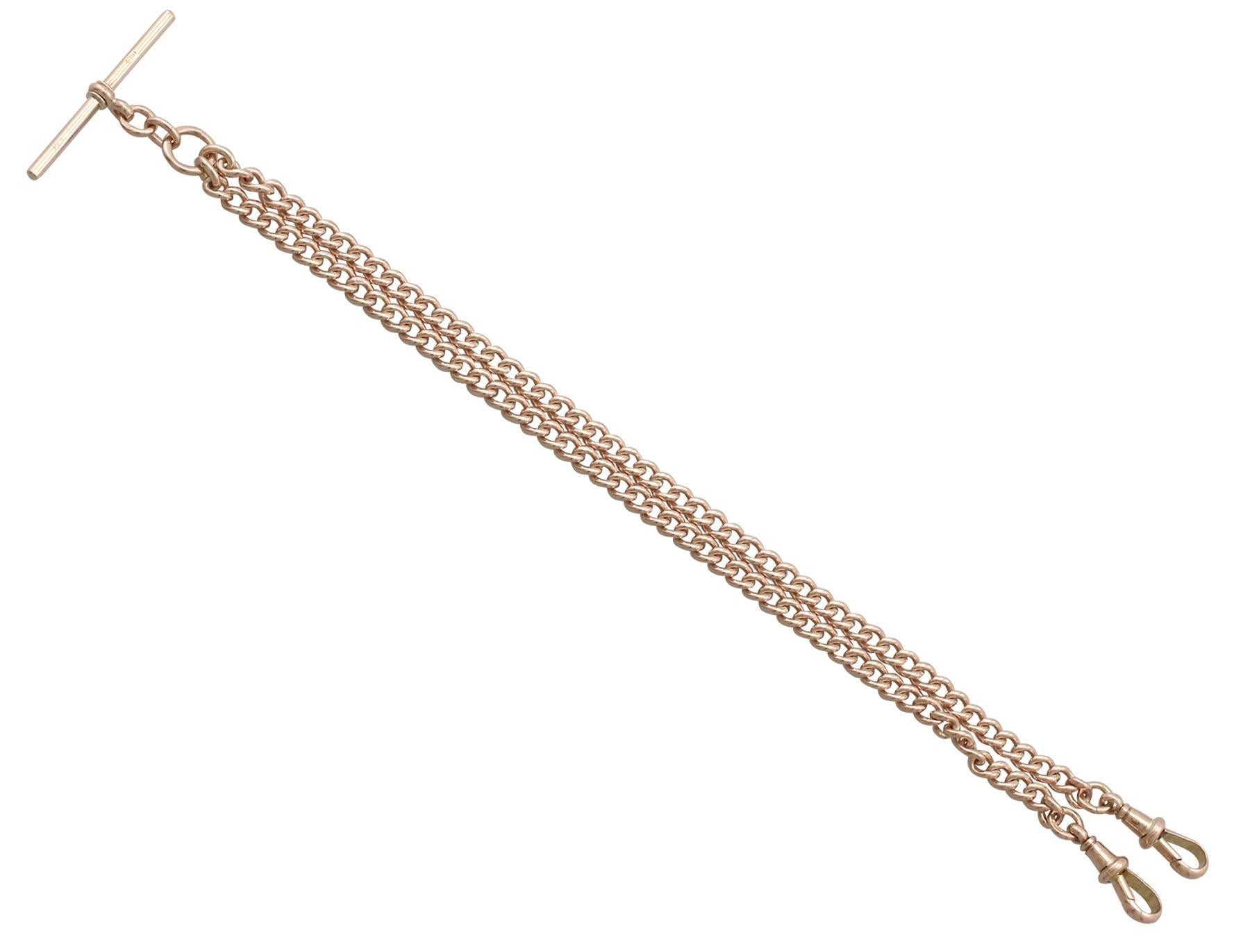 1910s Rose Gold Double Albert Watch Chain In Excellent Condition In Jesmond, Newcastle Upon Tyne