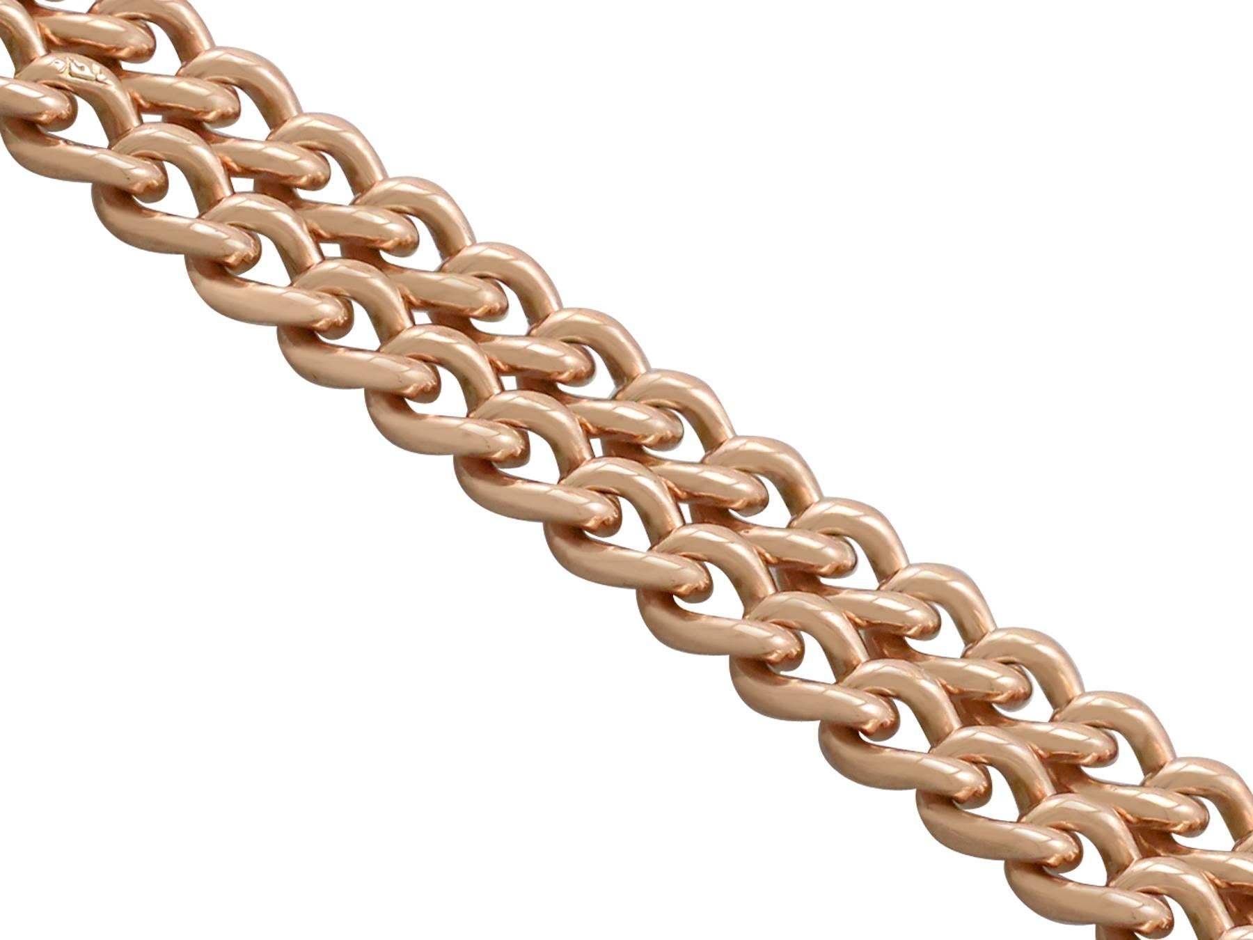 Women's or Men's 1910s Rose Gold Double Albert Watch Chain