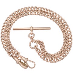 Antique 1910s Rose Gold Double Albert Watch Chain