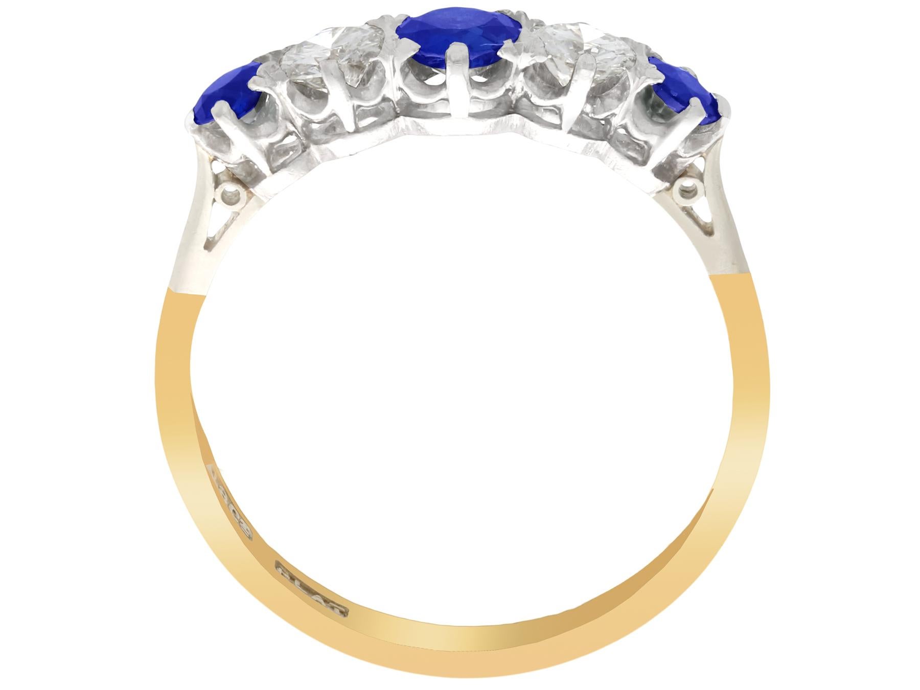 Women's Antique Sapphire and Diamond Yellow Gold Cocktail Ring For Sale