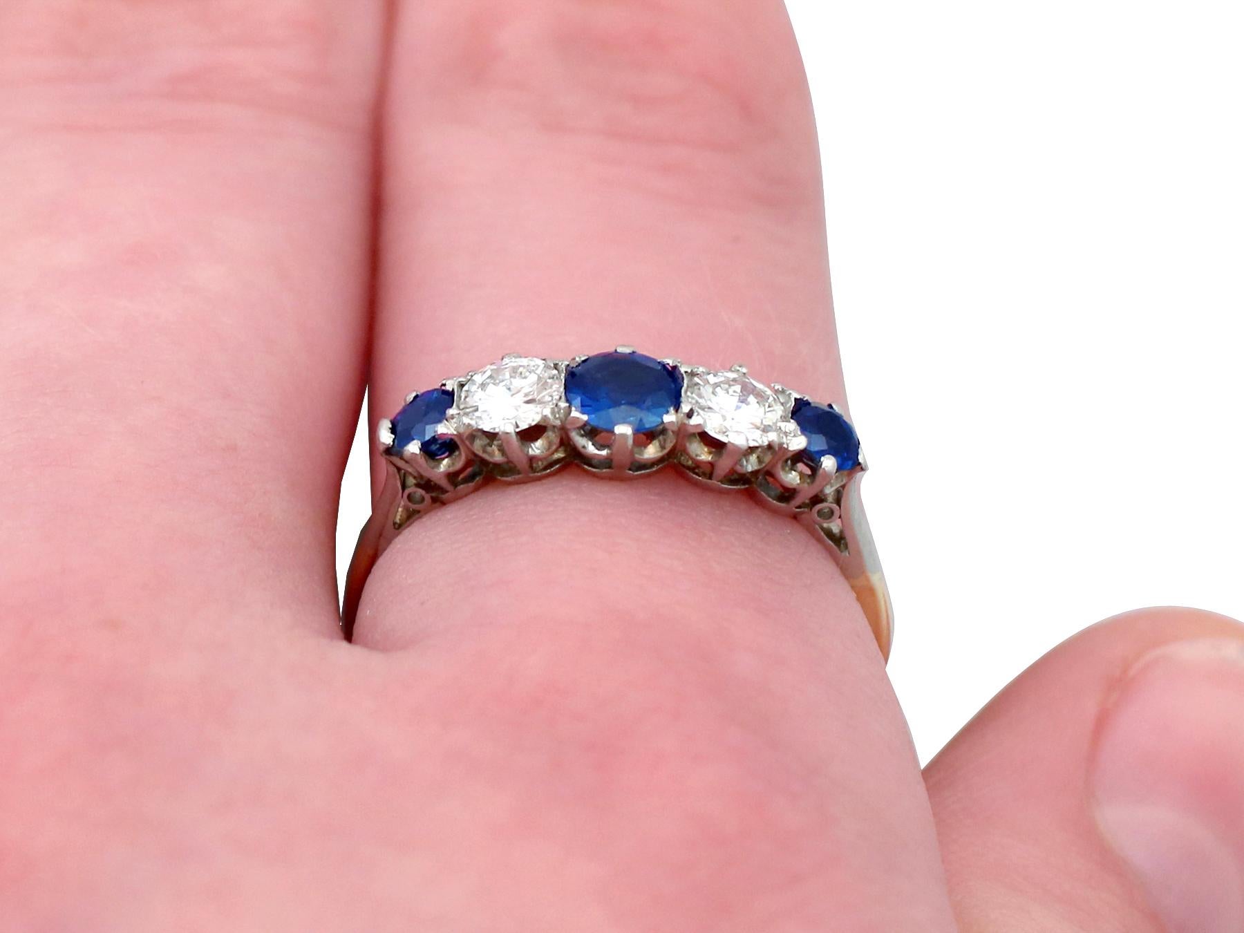 Antique Sapphire and Diamond Yellow Gold Cocktail Ring For Sale 3
