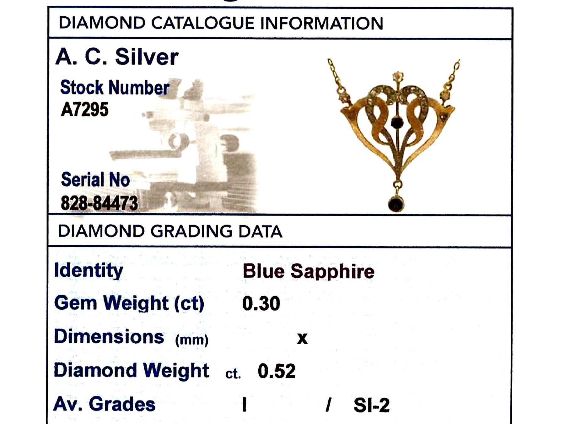 1910s Sapphire Diamond Yellow Gold Necklace 2