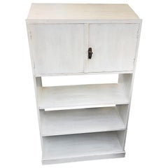 1910s Shabby White Sideboard, Bookcase, Very Slender Design, Fir