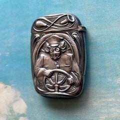 1910s Sterling Silver Blankinton Match Safe • Automobile Chauffeur Driver