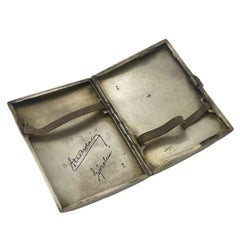 1910's Sterling Silver Cigarette Case w/ Cobalt Blue Enameled Checker Pattern