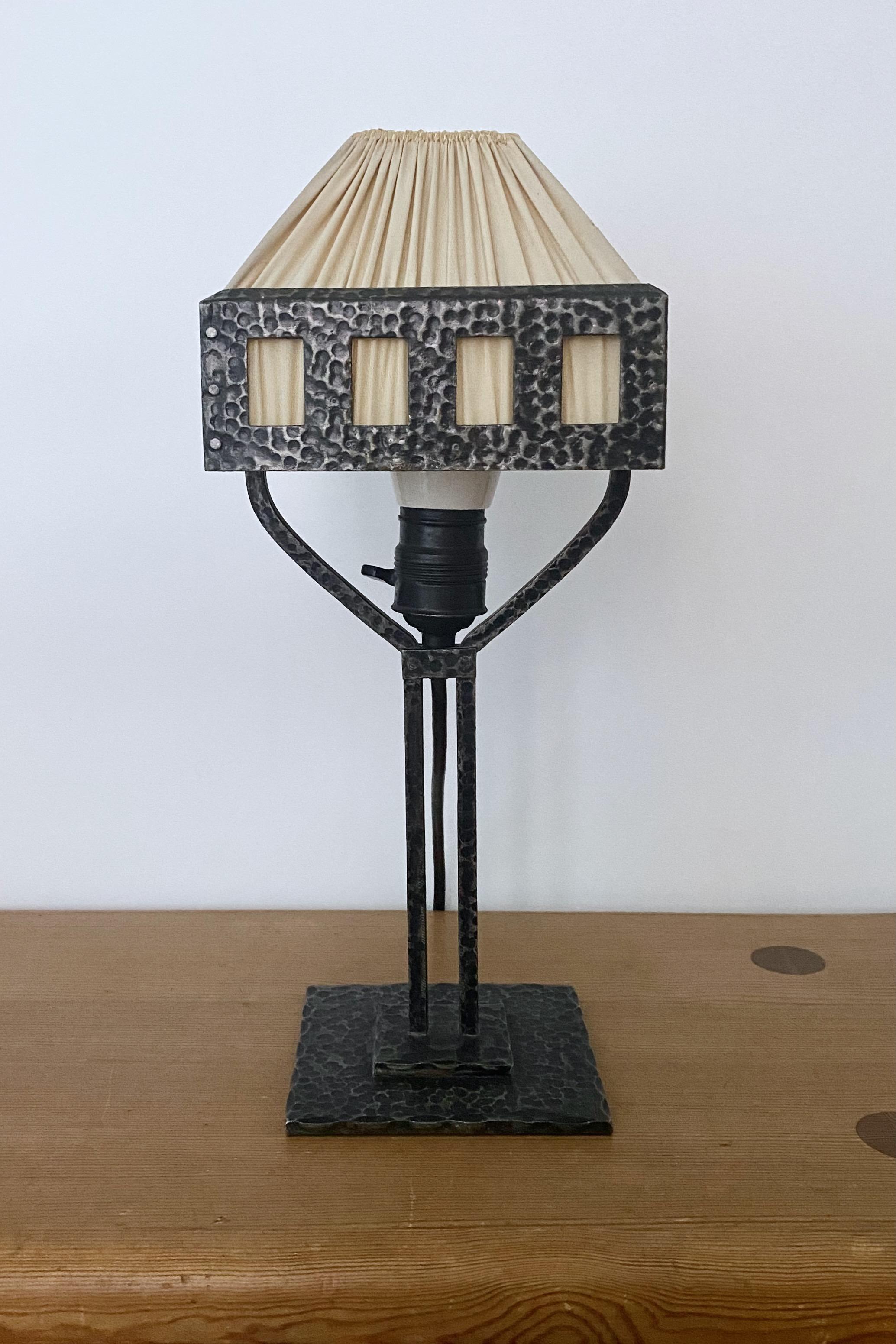 Hammered 1910s Table Lamp by Arvid Böhlmarks, Sweden