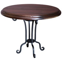 1910s Thick Top Double Beveled Round Table from Tea Plantation