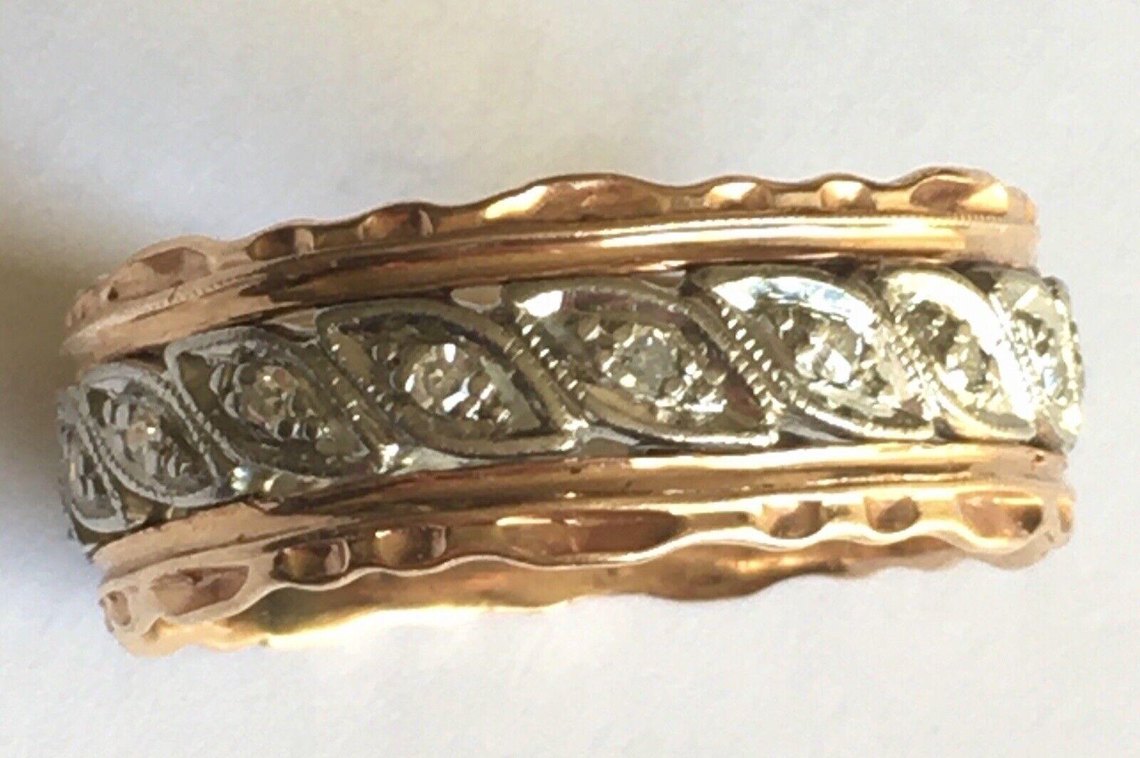 Unisex Antikes edwardianisches Roségold Platin-Diamantband, 1910er Jahre im Angebot 5